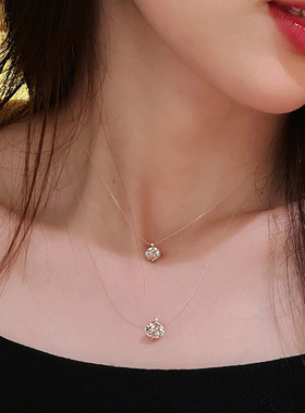 s925纯银人鱼之泪超闪莫桑钻项链配饰女夏季锁骨链高级感吊坠颈链