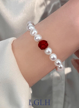 新中式莲花佛头朱砂珍珠手链