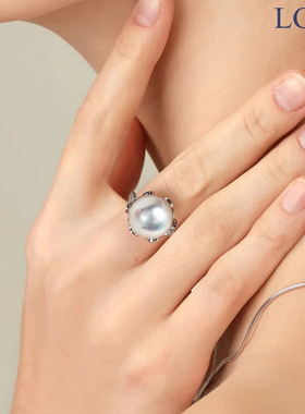 天然极光正圆皮滑高品珍珠戒指