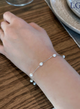 天然白片珍珠满天星项链手链