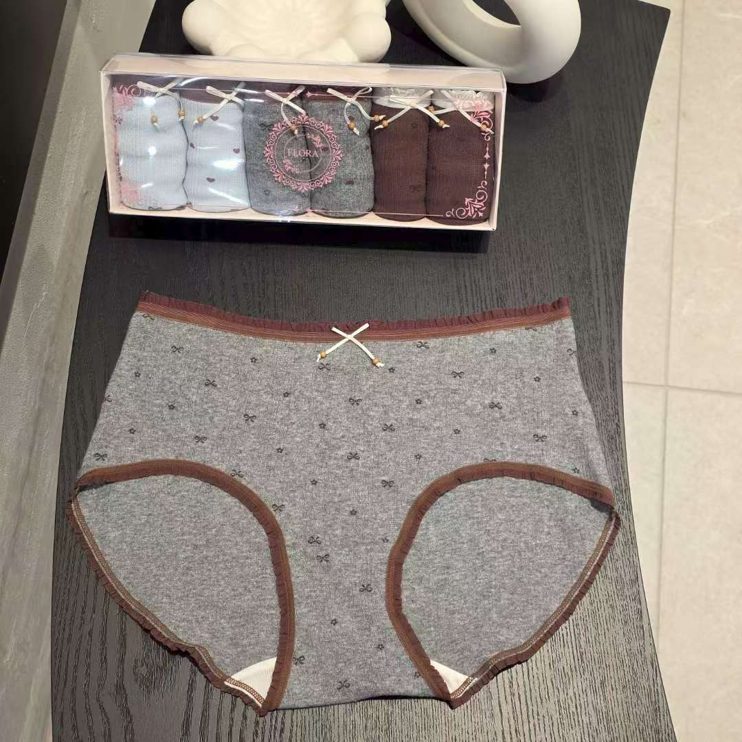 内裤Flora 女士均码韩国东大门代购 心形图案 6条一组 - 图1