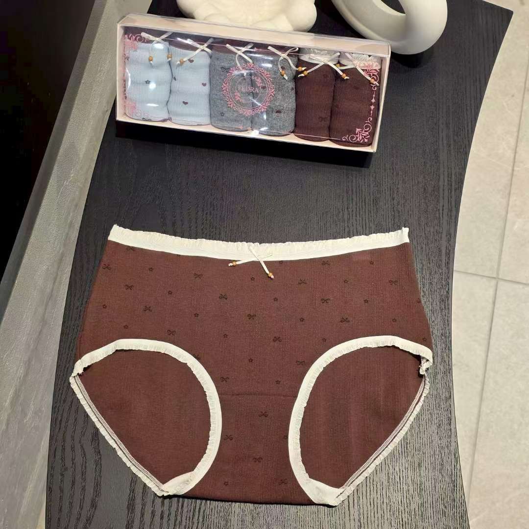 内裤Flora 女士均码韩国东大门代购 心形图案 6条一组 - 图0
