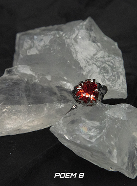 POEM8暗黑开口爪红水晶情侣戒