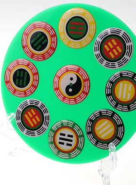 12公分单面七彩五行太极后天八卦补角盘房屋室内摆件黄铜工艺文创