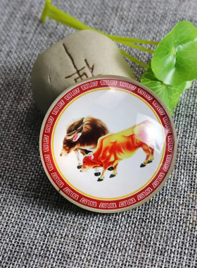 青龙牌公鸡图白荷花峰回路转牛图家居摆件冰箱贴带磁铁送双面胶