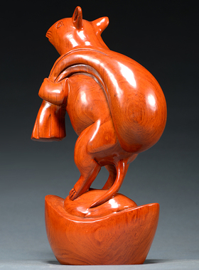 花梨木雕老鼠摆件实木质动物生肖鼠家居客厅装饰品摆设红木工艺品