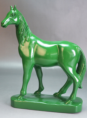 绿色木雕马摆件马到成功家居装饰品客厅办公室开业礼品中式摆件