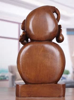 福中佛葫芦工艺品摆件实木雕刻招财弥勒佛像供奉家用客厅店铺开业