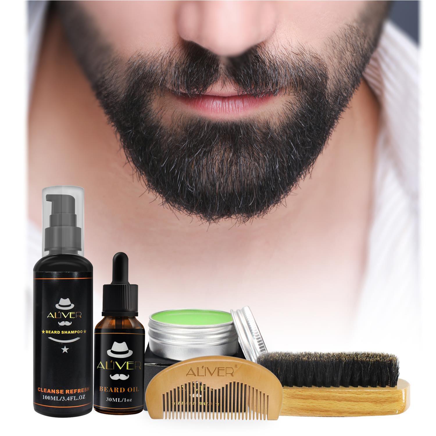 Beard Oil Balm Comb Brush Beard Care Kit Mustache Grooming - 图1