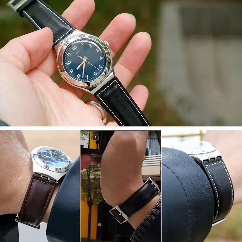 代用斯沃琪真皮腕带凹凸接口手表带 纪爵仕配件