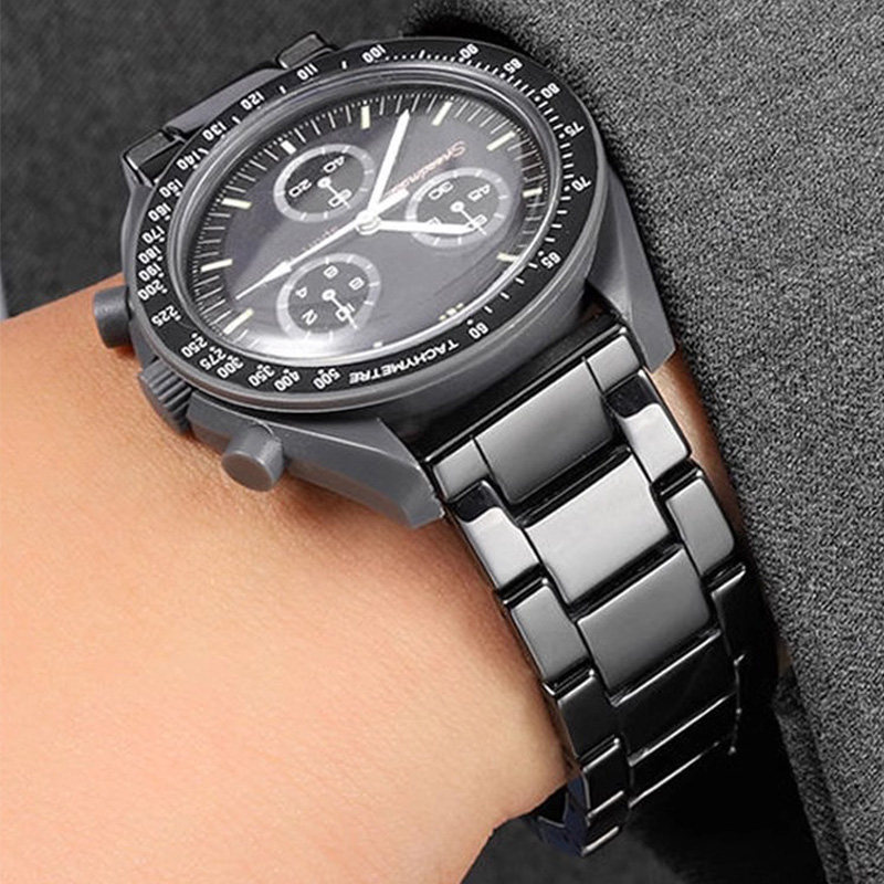 适配MOVADO摩凡陀BOLD博物馆系列石英表陶瓷手表带黑白色男女表链-图1