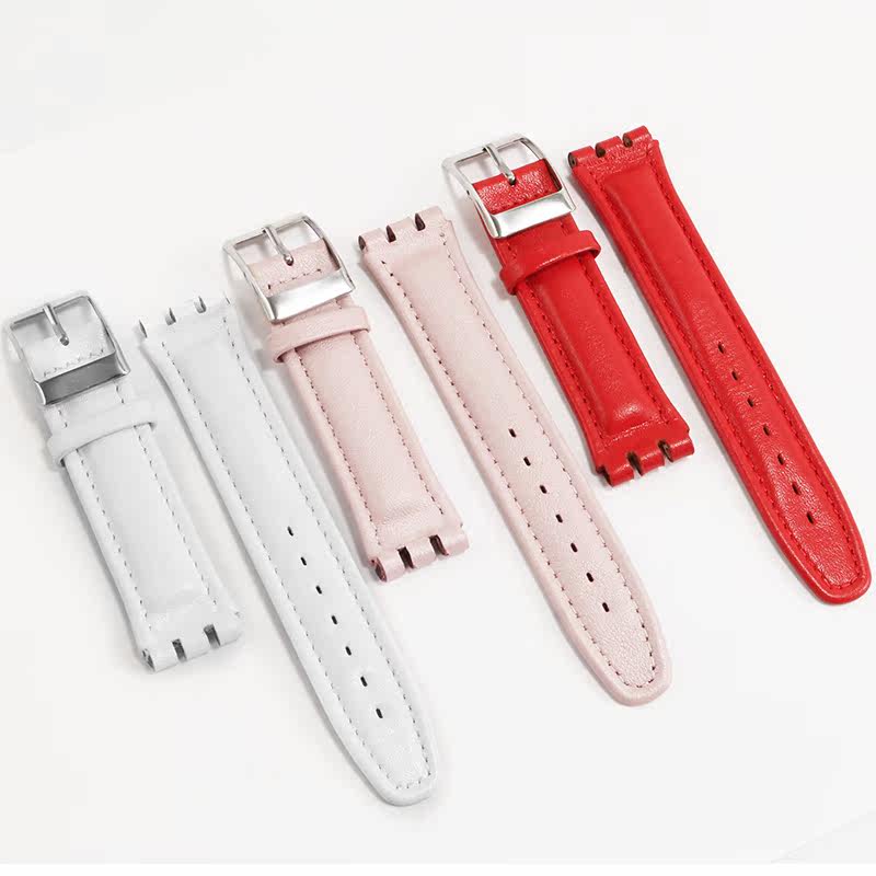 代用斯沃琪真皮腕带凹凸接口手表带 纪爵仕配件