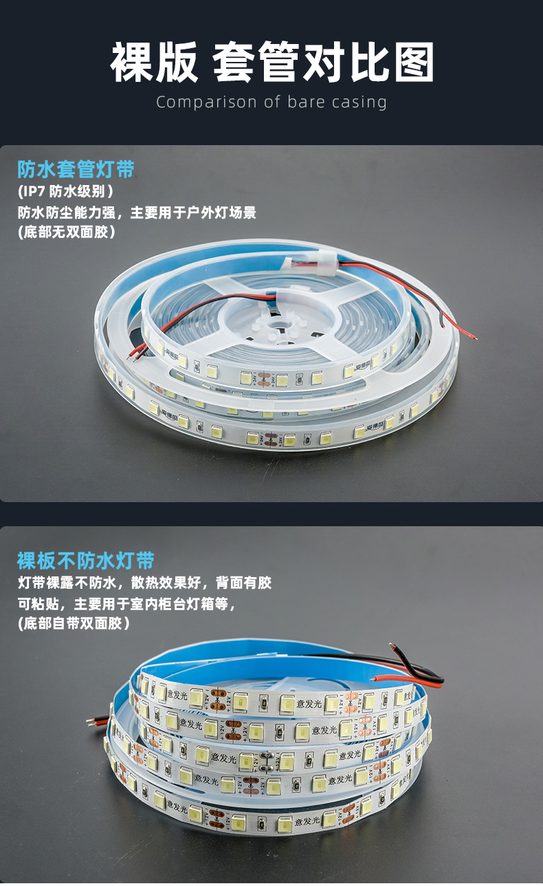 led灯带12v防水贴片装饰自粘高亮柜台灯箱楼梯吊顶线槽24伏线条灯 - 图1