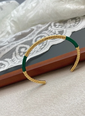 铜铸镀金珐琅精致时尚复古手镯女