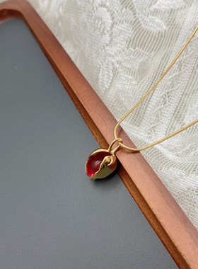 铜铸镀金镶嵌红玛瑙精致项链女