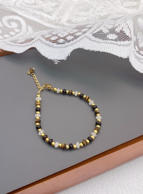 虎眼石圆珠链女气质手链项链复古