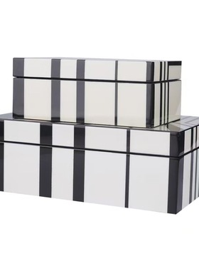现代简约黑白条纹样板间首饰盒
