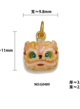 足金999纯金黄金醒狮头转运珠手串配件古法高温珐琅彩珠宝文玩女