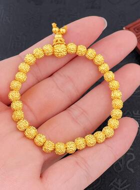 足金999纯金黄金文玩手串古法核桃南瓜珠实心小金珠菩提子转运珠