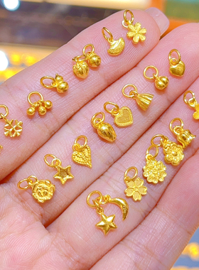古法实心黄金手链隔片串绳转运珠克重配件珍珠小提溜足金999吊坠