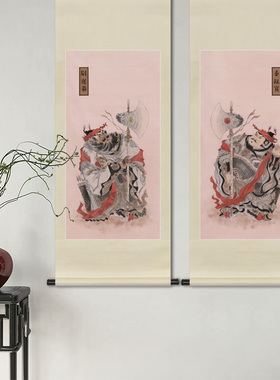 新中式工笔画门神秦琼尉迟恭画像