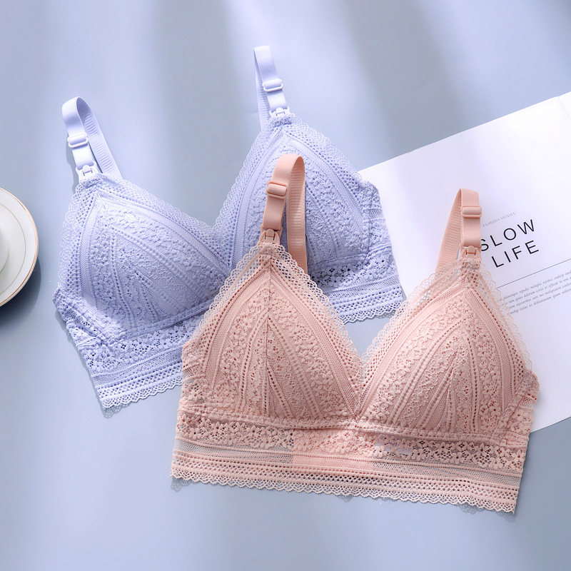 哺乳聚拢防下垂文胸罩喂奶夏季内衣 港模哺乳文胸