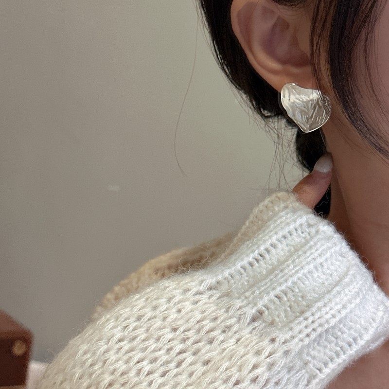S925纯银韩版小众设计感异形纹理耳环韩式风简约时髦复古耳饰品,淘宝优惠券,粉丝福利购,淘宝优惠卷
