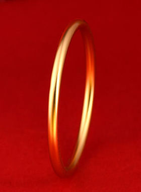 批发黄金色沙金古法素圈闭口手镯传承工艺实心里外一色经典新饰品