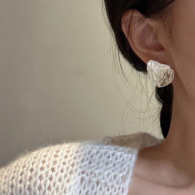 S925纯银韩版小众设计感异形纹理耳环韩式风简约时髦复古耳饰品,淘宝优惠券,粉丝福利购,淘宝优惠卷