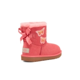 UGG Зимние детские туфли, милые модные удерживающие тепло сапоги с бантиком, средней длины