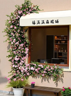 仿真黄色玫瑰花墙瀑布装饰