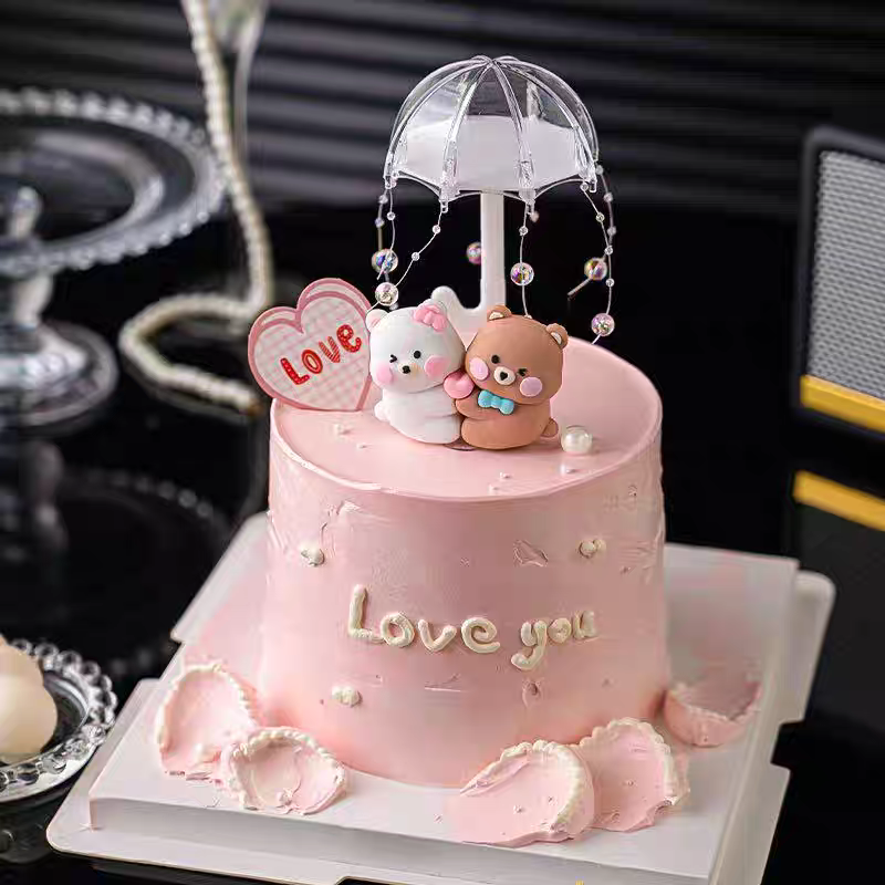 七夕情人节为爱撑伞情侣表白love生日甜品装扮连体熊蛋糕装饰插件,淘宝优惠券,粉丝福利购,淘宝优惠卷