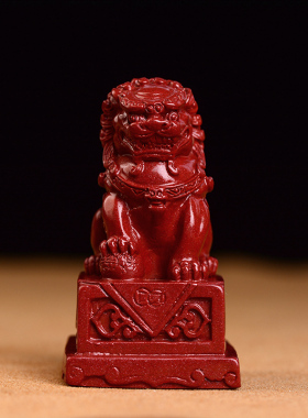 正品朱砂石狮子摆件紫金砂