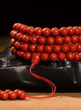 正品朱砂佛珠手串108颗道家念珠