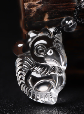 十二生肖吊坠天然黄水晶项链女本命年属鸡挂件挂坠吉祥物儿童礼物