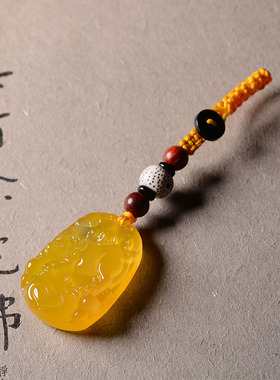 十二生肖汽车钥匙扣属牛玉石吊坠