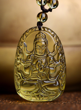天然黄水晶本命佛吊坠项链