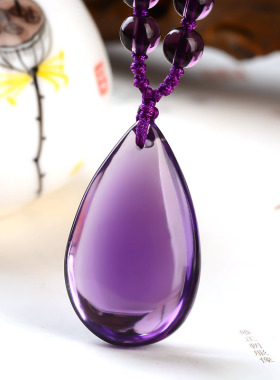 水滴吊坠紫色项链日韩轻奢挂件
