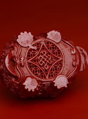 朱砂招财双头貔貅本命年手把件