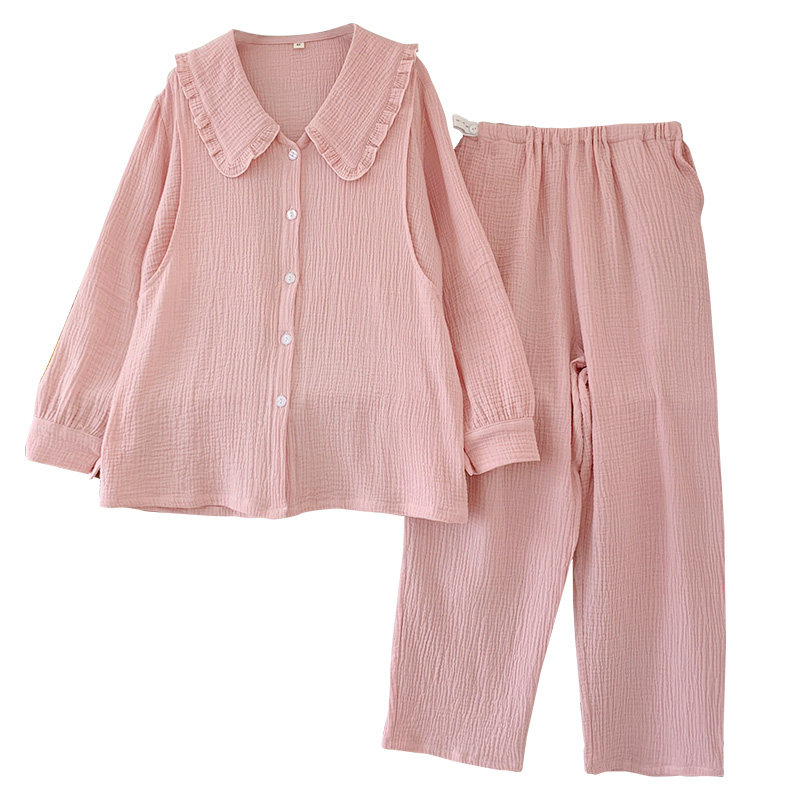 孕妇春秋纯棉纱布月子服3月份睡衣 蓝莜娜家居服套装