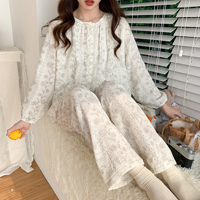 双层纱布月子服纯棉孕妇冬季喂奶睡衣产妇哺乳全棉A类家居服套装,淘宝优惠券,粉丝福利购,淘宝优惠卷