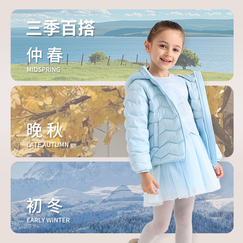 丽婴房男女童三防羽绒服轻薄保暖羽绒儿童连帽羽绒服2025新款 - 图2