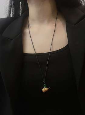 新中式国风复古福禄葫芦吊坠项链女小众设计感高级轻奢毛衣链饰品