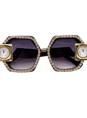 新款夸张水钻方形眼镜防晒