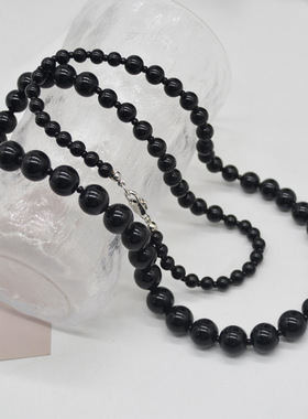 珍珠串珠女大小黑珍珠项链毛衣链