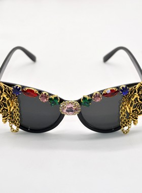 欧美复古小天使镶钻墨镜