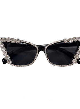 2022新款女士太阳镜韩版明星潮满钻眼镜圆脸大框防紫外线镶钻墨镜