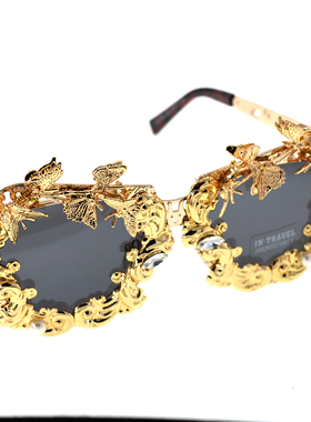 墨镜复古风纯铜雕花性感太阳眼镜