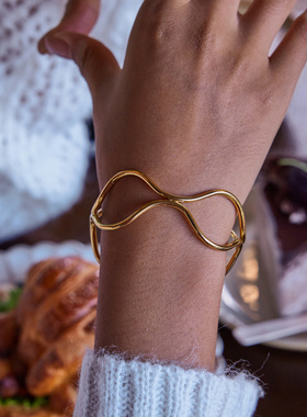 钛钢双层手镯不掉色高级感