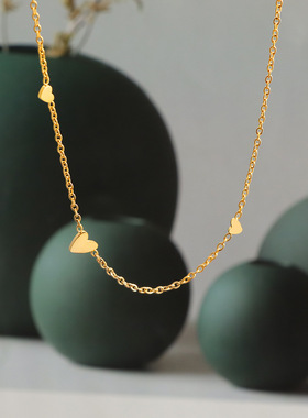 欧美新款极简小爱心钛钢项链